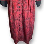 Vintage 90s Maxi Column Coat Dress Silk Red Paisley Long Sleeve Mandarin Collar Size 8 Photo 5