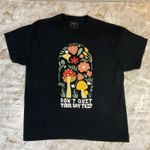 Rue 21 Black Don't Quit Your Day Trip‎ Mushroom Floral Graphic Tee Photo 0