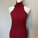 Good American  Angle Rib Mock Halter Midi Dress Team Cardinal Red NWT Photo 1