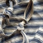 American Eagle AE Striped Canvas Hobo Slouch Bag Double Knotted Handles Blue White Lined Beach Photo 4