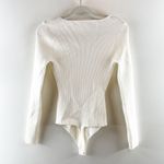 Abercrombie & Fitch Abercrombie Sweetheart Long Sleeve Ribbed Sweater Bodysuit White Medium Photo 3