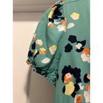 a.n.a Ines Floral Dress Light Green Midi Length Faux Wrap Gathered Waist SZ Large Photo 4