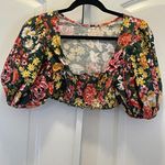 ZARA Floral Crop Top - Women Size S - Green Photo 4