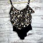 None Leopard Print One Piece Ruffle Swimsuit Bathing Suit 20W Photo 1