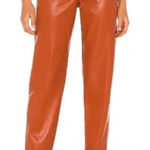 We Wore What  Dani Boyfriend Jeans in Vegan Leather Cognac NWT Sz. 27 Photo 0