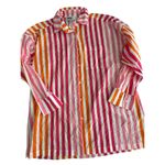 Beach Riot  Women's Pink Orange Alexa Sunset Stripe Button Down Shirt Size Large Photo 3