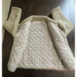 MABLE Coat Womens L Tan Sherpa Fleece Jacket Quilted Lining Paisley Hem Boho Size L Photo 8