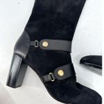 Longchamp Black Suede Leather Block Heel Knee-High Tall Boots Size 40 Photo 2