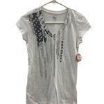 SO White Womens V-Neck Tee With Abstract Flag Graphic By Photo 0