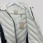 Elie Tahari White Quilted Puffer Jacket M Hooded Zip Front Photo 10