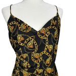 ASTR ‎ Chain Reaction M Equestrian Black Gold Faux Wrap Mini Dress Strappy V Neck Photo 4