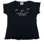 Vintage size S embroidered dolphin no problem cropped cap sleeve Jamaica T EVC Black Photo 0