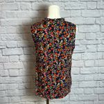 LOFT Floral Sleeveless Blouse Women's Size Small Navy Multicolor Print Photo 1