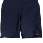 Alo Yoga Seamless Ribbed Navy Blue High Waist 5” Biker Shorts S Photo 3