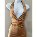 Peppermayo  Women's Halter Maxi Dress Bronze‎ Ruched Tie Back Sleeveless SIZE 2 Photo 4