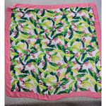 Victoria's Secret VTG Scarf 45" Pink Green Silky Tropical Floral Logo Fashion Photo 0