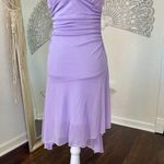 Early 2000's Fairy Dainty Sequin Asymmetric Light Purple Mesh Halter Midi Dress Size XS Photo 2
