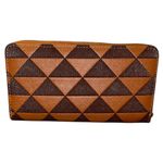 GEOMETRIC BOUTIQUE FULL ZIP WRISTLET WALLET Brown Photo 1