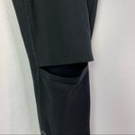 Lucy Black Front Zip Faux Leather Cut Out Knee Full Length Athletic Leggings M Size M Photo 4