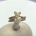 18K Gold Plated Adjustable Butterfly Open Ring for Women Photo 4