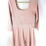 Hiatus  Mini Dress A Line Ribbed 3/4 Sleeve Scoop Neck Pink Size L Photo 0