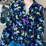 Vintage style Y2K colorful butterfly padded shoulder quilted embroidered jacket Black Size M Photo 3