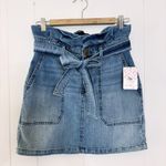 Free People NWT Splendor In The Grass Denim Paperbag Waist Skirt 4 Photo 1