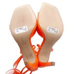 Schutz NEW  Bryce Leather Stiletto Sandals Neon Orange Lace-Up Sandals Size 7 Photo 14