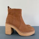 Dolce Vita Cecile Praline Nubuck Leather Wood Block Heel Ankle Boots Brown Size 7 Photo 3