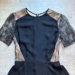 Jason Wu Black Silk Georgette Floral Lace Panel Fit And Flare Dress Size 6 Photo 4