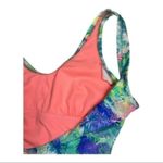Xhilaration  Tropical One Piece Bathing Suit Neon Vacation Swim Suit size medium Photo 7
