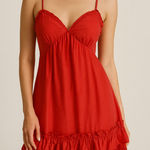 Source Unknown El Expensive Red Ruffle Hem Slip Dress/ Flowy Summer Dress (1095) Photo 0
