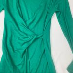 Michael Stars size medium long sleeve Green twist front faux Wrap Dress ribbed Photo 4