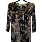 Etro Paisley Printed Stretch Mesh Knit Blouse | Black Multi | 40 (US 4) Photo 0