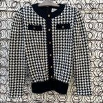 Leslie Fay Vintage 60s wool classic Hepburn houndstooth sweater knit blouse Photo 0