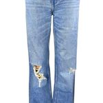 ZARA  Women's Blue Distressed High Waisted Straight Leg Denim Jeans Pants Size 2 Photo 0