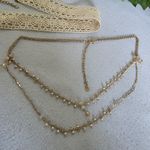 Double Choker Necklace Set Crochet and Double Strand Chain Gold Photo 4
