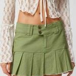 Urban Outfitters Raven Linen Pleated Mini Skirt in Green S Photo 0