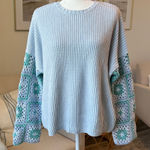 Le lis Granny Square Crochet sleeve Oversized Boxy Pullover Sweater Light Blue Photo 0