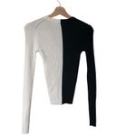 STAUD Cargo Color block Ripped Black And White Button Down Cardigan Pullover S Photo 2