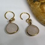 Handmade Genuine Rose Quartz Briolette Teardrop Earrings – NWT Photo 0