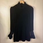 ZARA Velour Black Mini Dress Size Medium Statement Arms Gothic Whimsigoth Witchy Photo 1