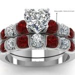 1 carat heart shaped diamond engagement ring ruby silver Wedding Bridal Rings Red Size 10 Photo 1