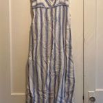 C&C California | Blue & White Striped Maxi Dress 100% Linen Size 12 Photo 0