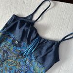 Faded Glory Vintage Blue‎ Jean Mixed Media Paisley Maxi Dress M Babydoll Empire Waist Y2K Photo 4