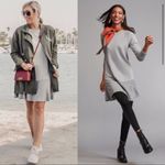 CAbi 3459 Gray Flashdance Sweater Mini Fleece Long Sleeve Shirt Dress XXS Photo 1