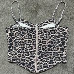 Nasty Gal Denim Leopard Print Corset Top, Zip Back, size 10 Photo 11