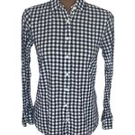 J Crew factory dickered gingham classic button down shirt black and white sz XS Photo 1