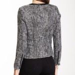 Love Stitch Tweed Blazer Size Large Faux Leather Black White Zip Front New Photo 5