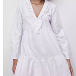 ZARA NWOT White Cotton Ruffle Oxford Dress size Medium Photo 2